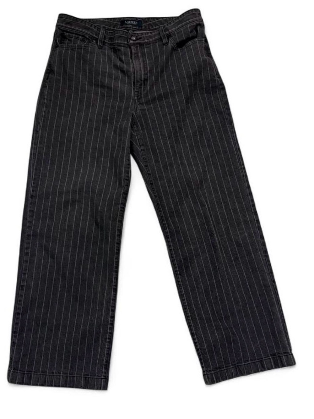 Ralph Lauren Black Pinstriped Wide-Leg Pants